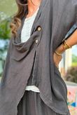 Sandbar Linen Blend Drape Front Cap Sleeve Gilet Chocolate